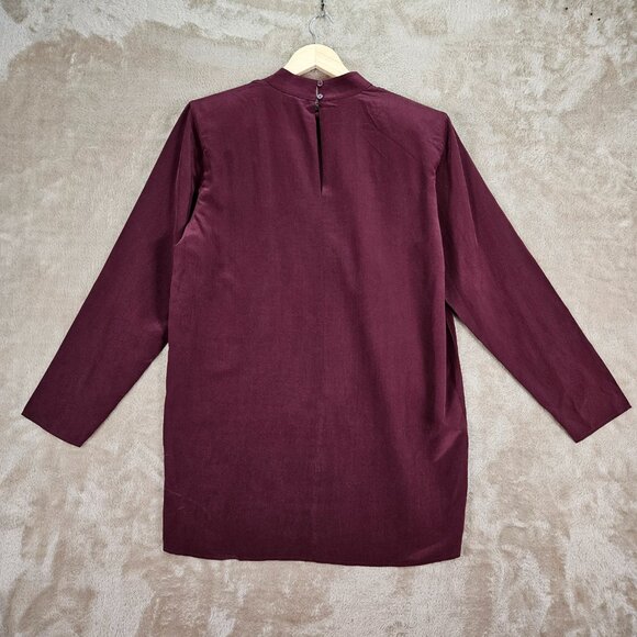 NWT Aritzia Babaton CAHUN Rich Maroon Silk Viscose Shirt w/ Shoulder Pads Size L - Picture 2 of 16